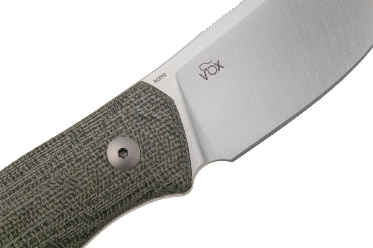 MKM Small Lov MK-SL-GC, Satin M390, Green Canvas Micarta vaststaand mes, Jesper Voxnaes design
