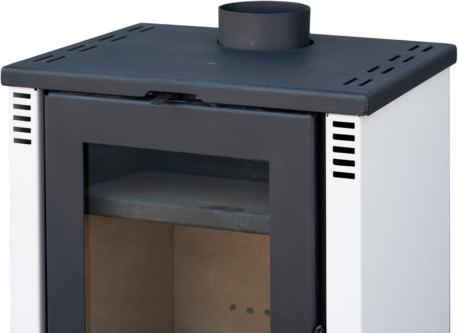 Kaminofen holzofen ALAZ K10M Weiß 10 kW, Kamin Heizofen Dauerbrandofen Holzofen, Кaminholz Hüttenofen, Кaminfeuer, Briketts Kamin, Fireplace Wood