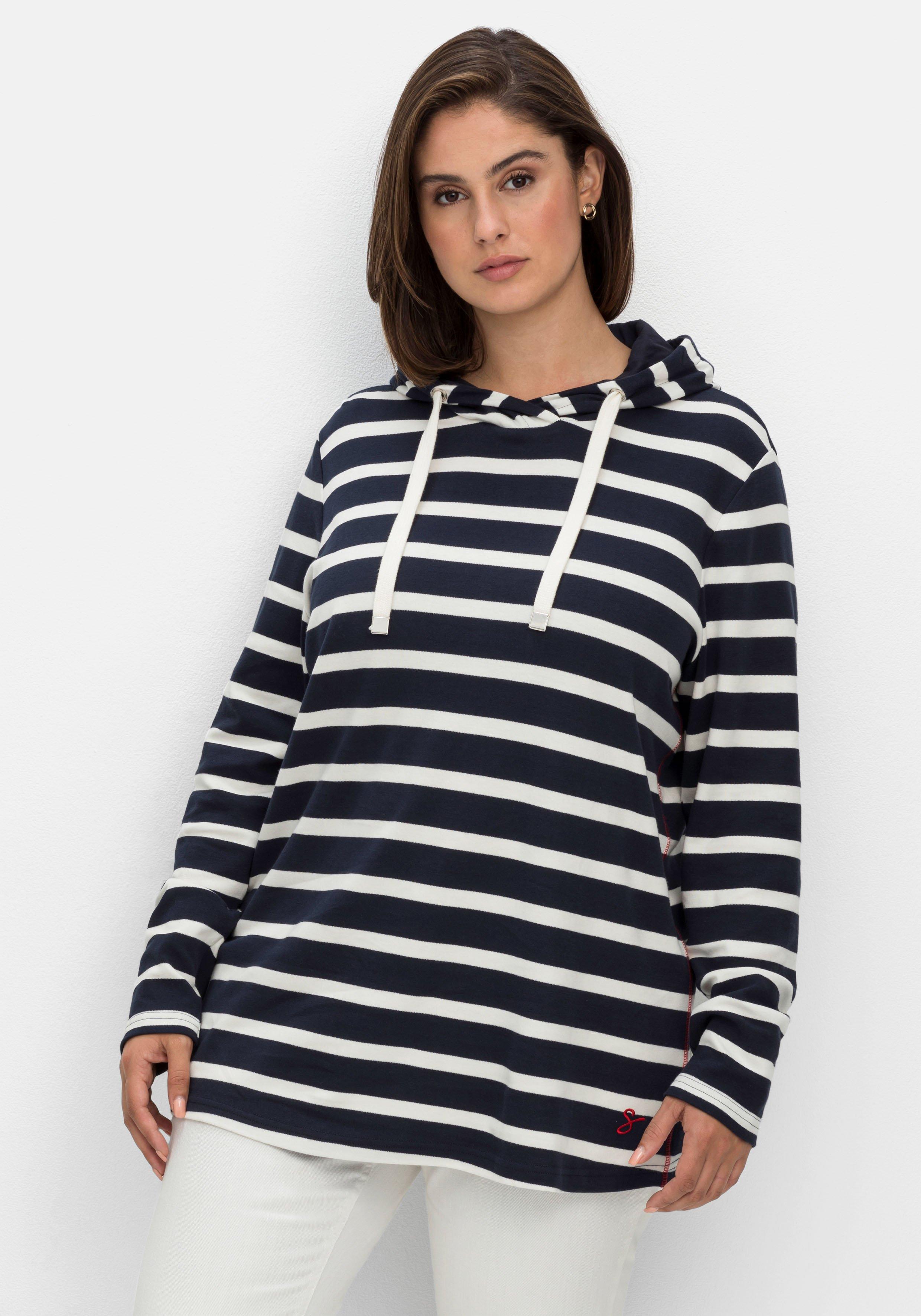 Gestreiftes Langarmshirt mit Kapuze