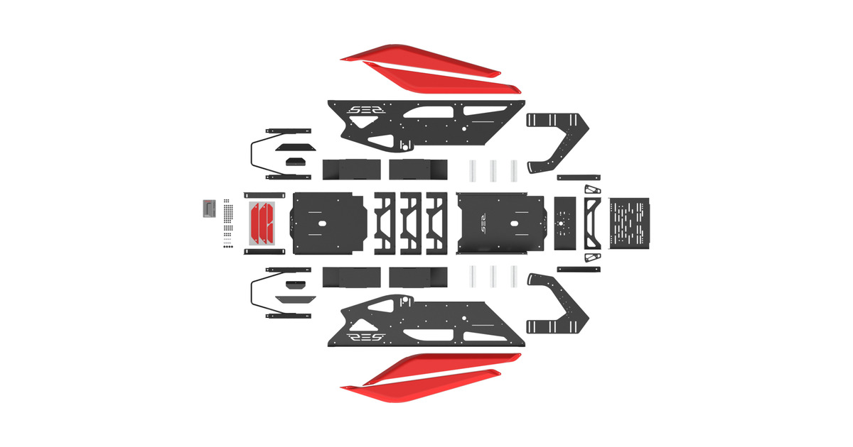 Res-TechGT Cockpit + Carbon Seat racing simulator  (Zwart/rood)