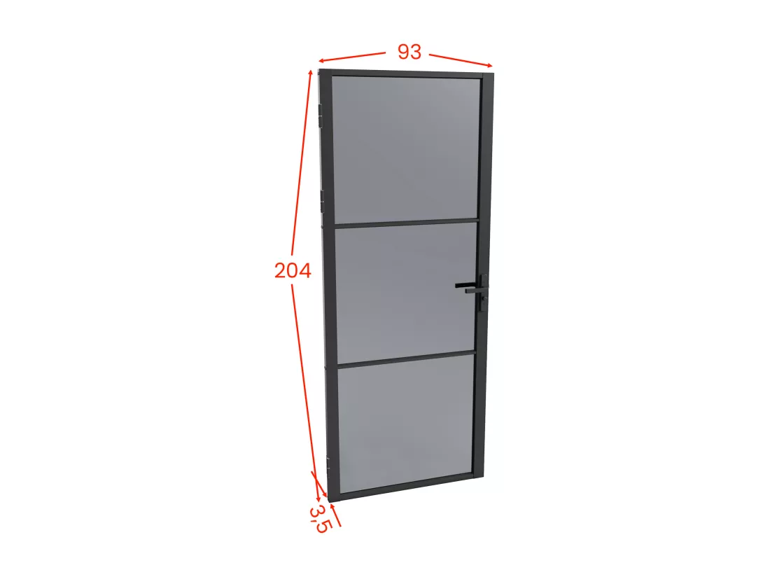 Bloc porte réversible en aluminium et verre trempé fumé - H204 x L93 cm - Noir - MASERU
