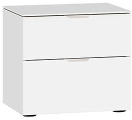 MODUL Nachttisch - Weissglas satiniert / B: 45.0 cm x T: 43.0 cm x H: 42.0 cm