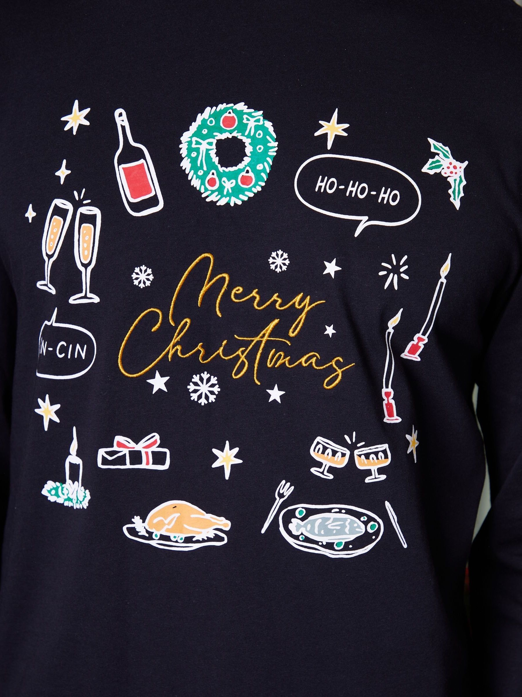 Threadbare Christmas Print Long Pyjamas (2-Piece Set)