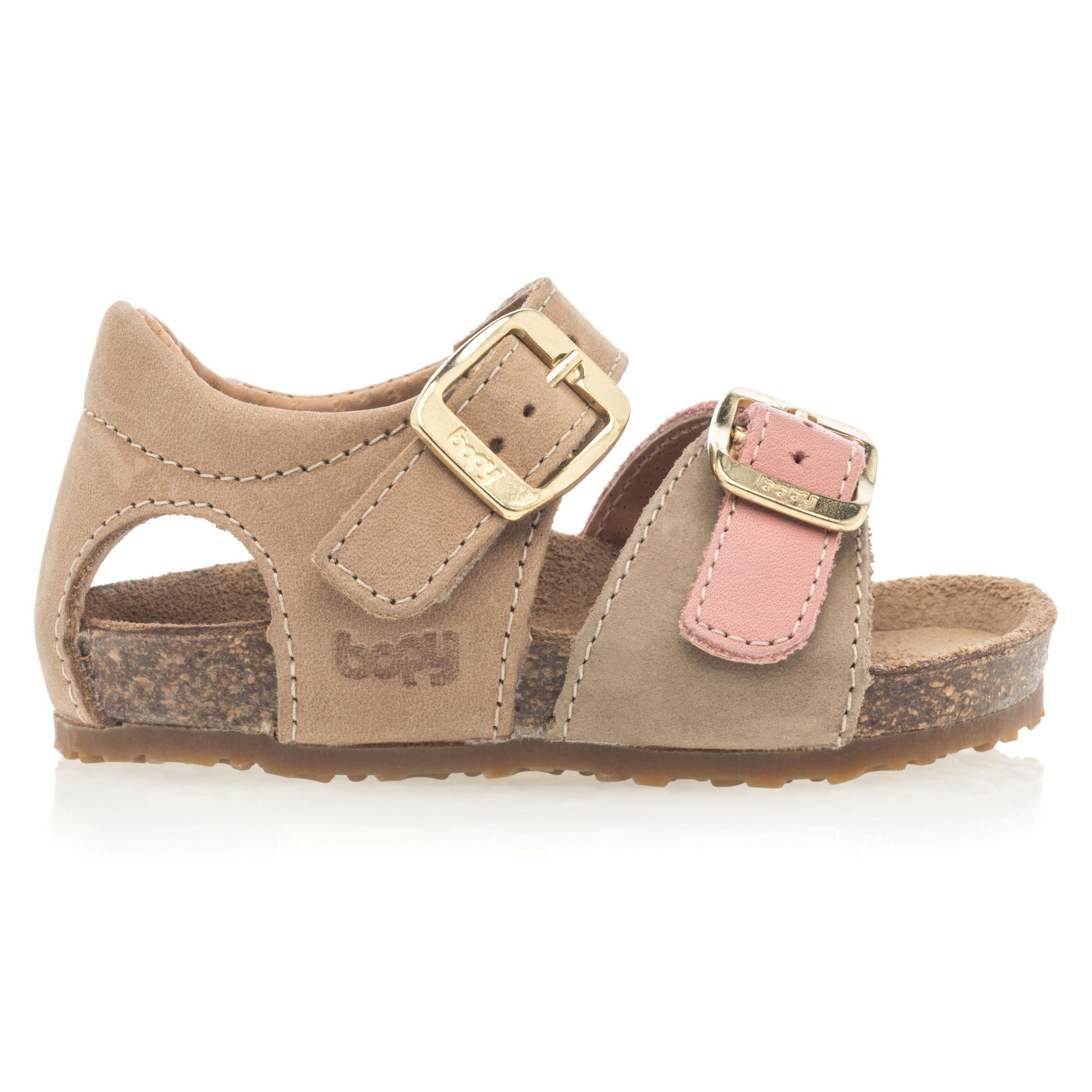 Mules semelle liège Bébé fille en cuir beige
