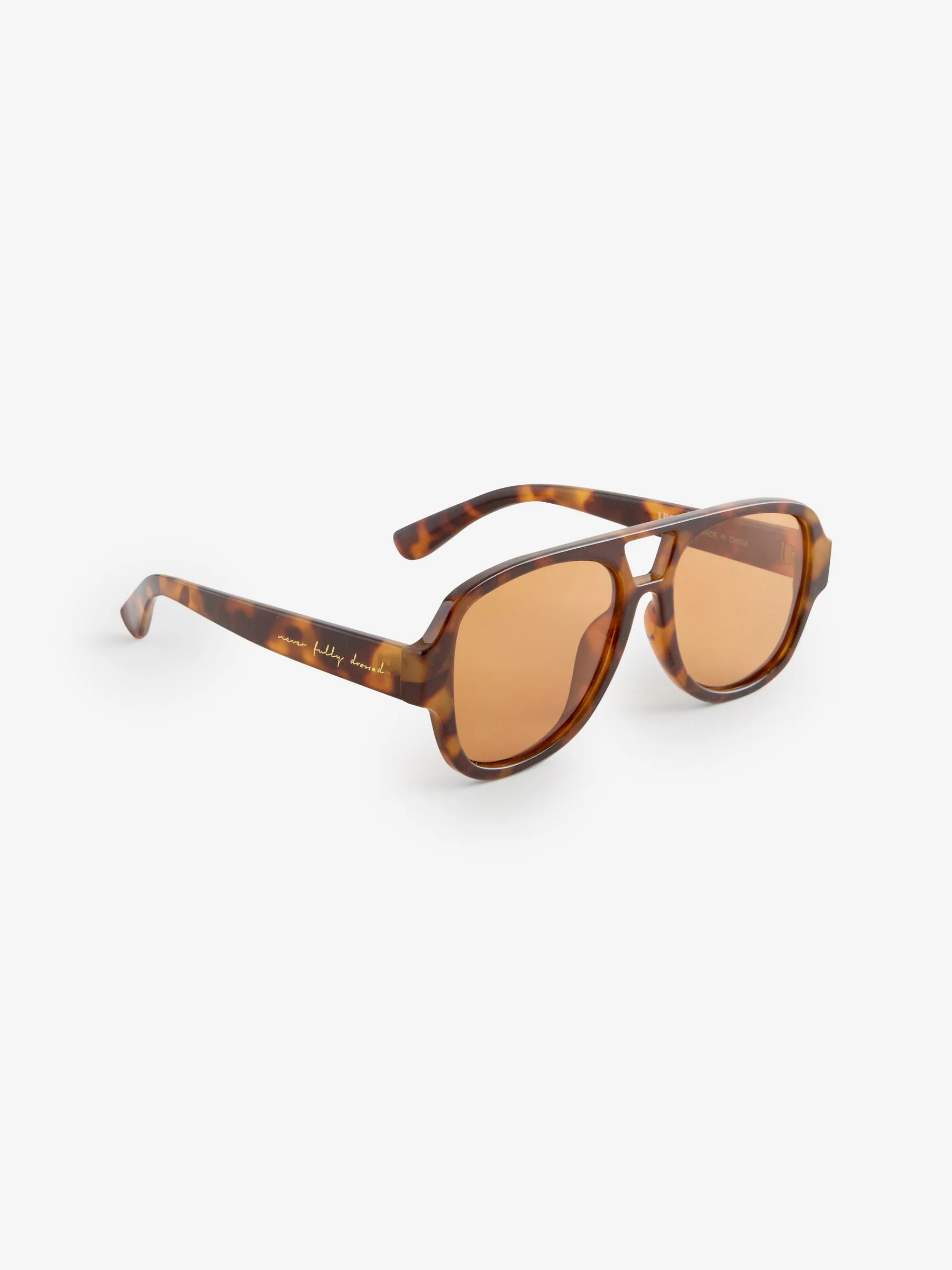 Never Fully Dressed Aviator Style Orange Lens Sunglasses