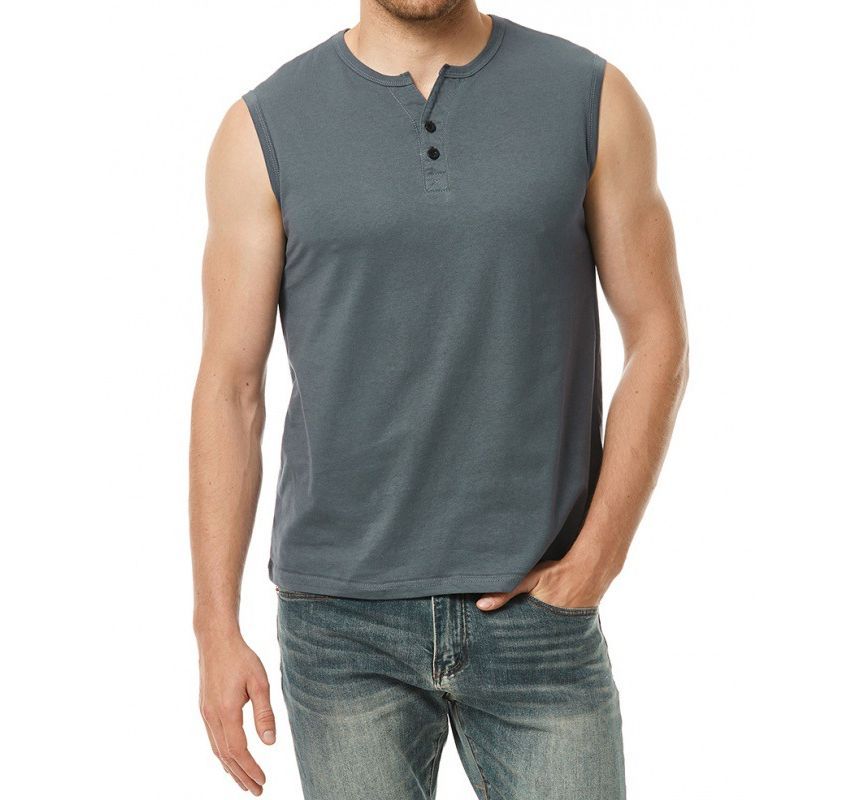 FORSETI - Henley tanktop met ronde hals en effen patroon