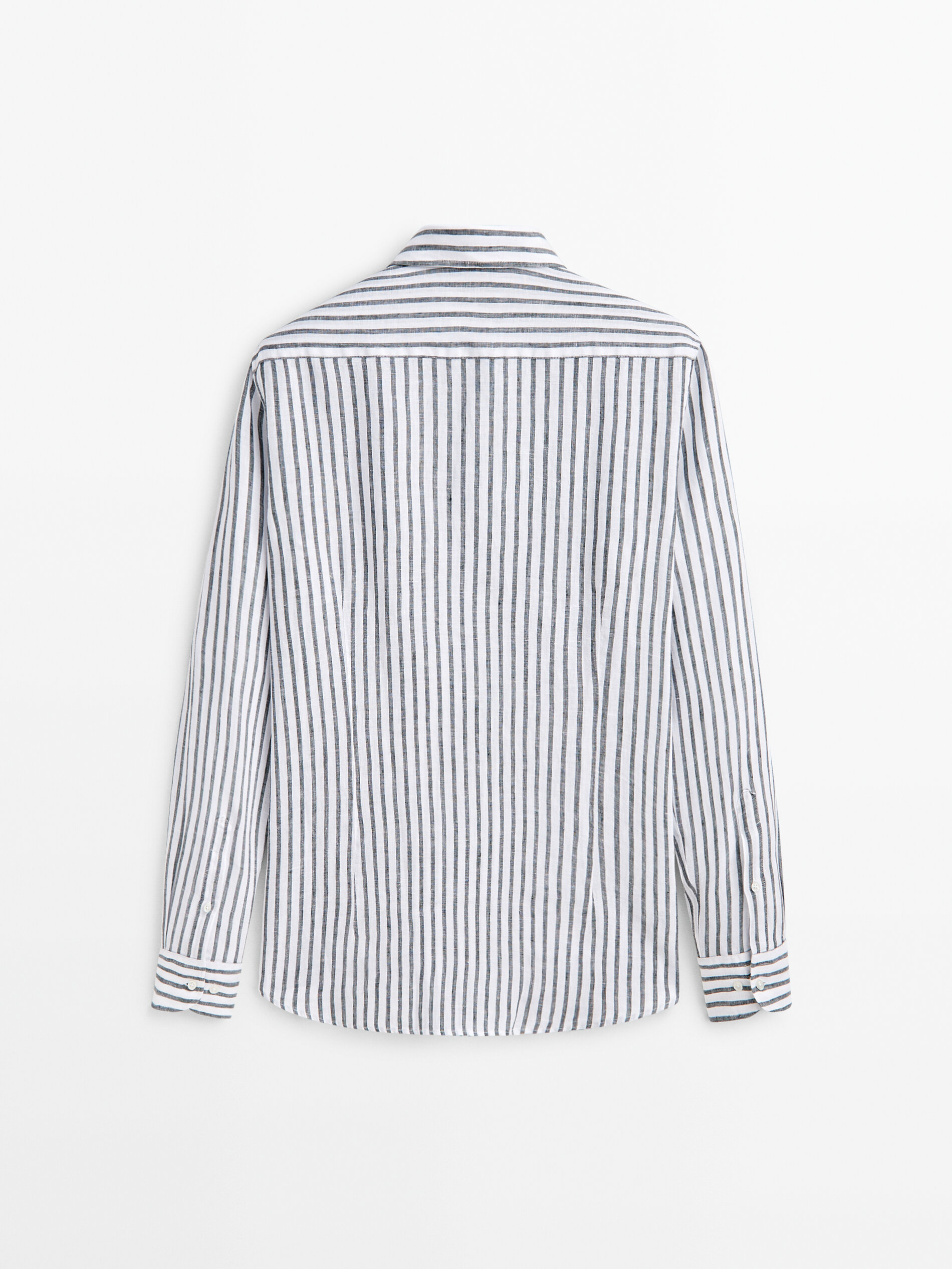 Camisa raias 100% lino slim fit - VERDE