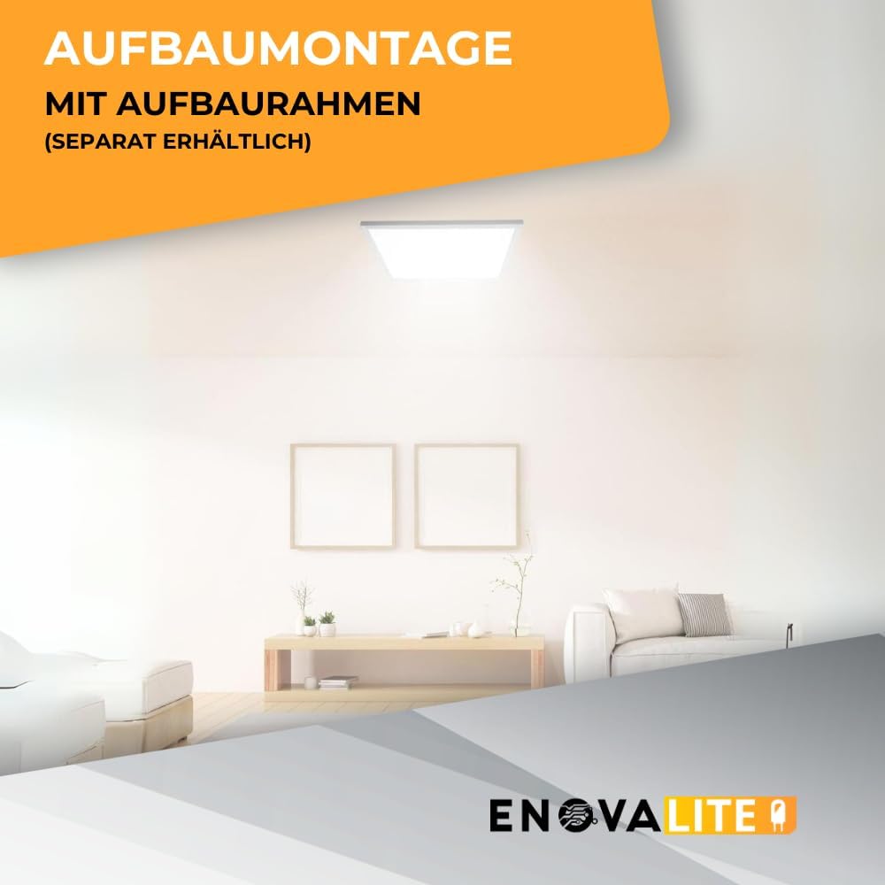 4x LED Panel 62x62 cm - 36W 4000K Neutralweiß 3600lm flimmerfrei - flache Einbauleuchte für Rasterdecke - LED Deckenleuchte Rasterleuchte Paneele - mit 230V Marken-Netzteil - 620x620x9mm