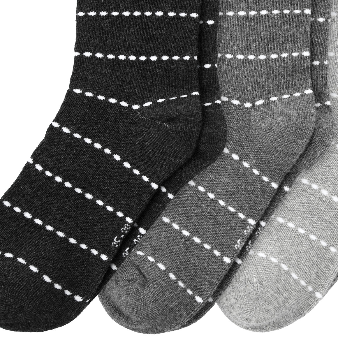 Gina Benotti 3 Paar Damen Socken gestreift hellgrau / grau / dunkelgrau