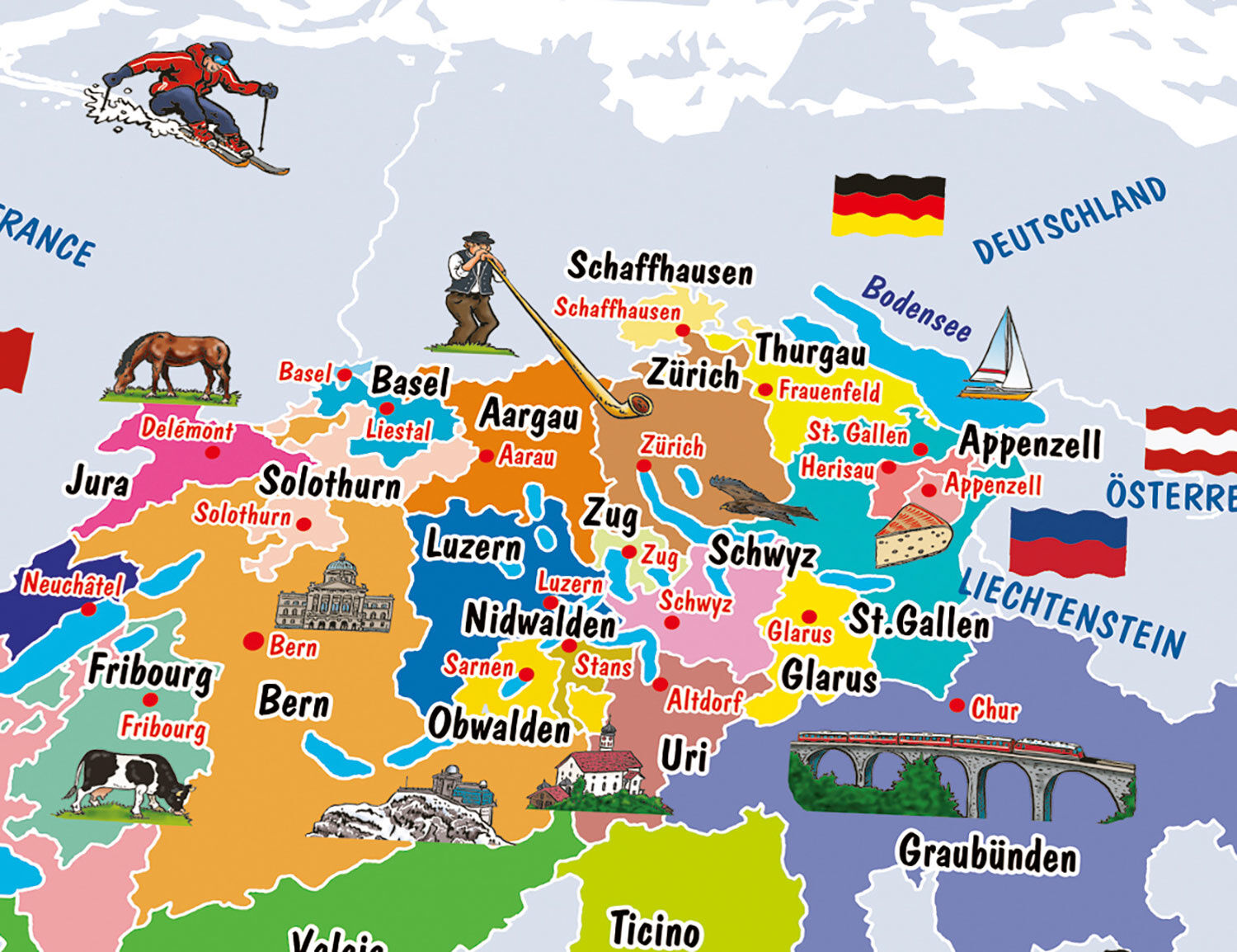 Bettwäsche mit Schweizer Landkarte
