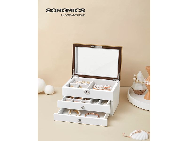 Songmics Schmuckschatulle 24 x 18 x 14.5 cm Schmuckkasten