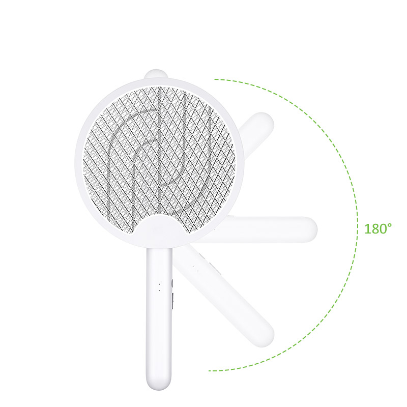 (43cm) 2in1 Elektrische USB Mücken Fliegenklatsche Moskito Fliegenfänger Lampe Insektenvernichter mit LED Licht   180° Grad drehbar - Weiss