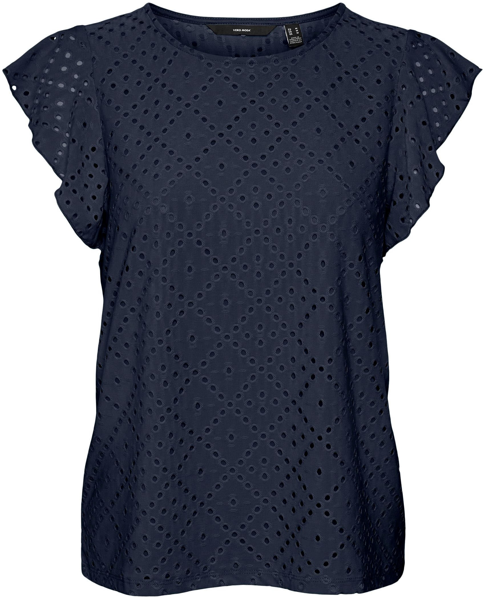 Vero Moda Rundhalsshirt »VMTASSA SL FRILL TOP NOOS«