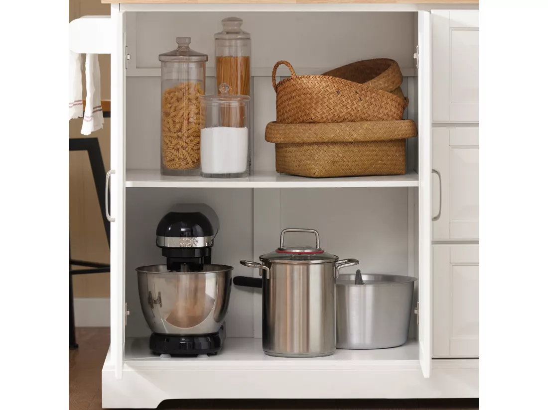 Desserte sur roulettes Meuble de Cuisine de Service en Bois Plans de Travail Rabattables, FKW41-WN