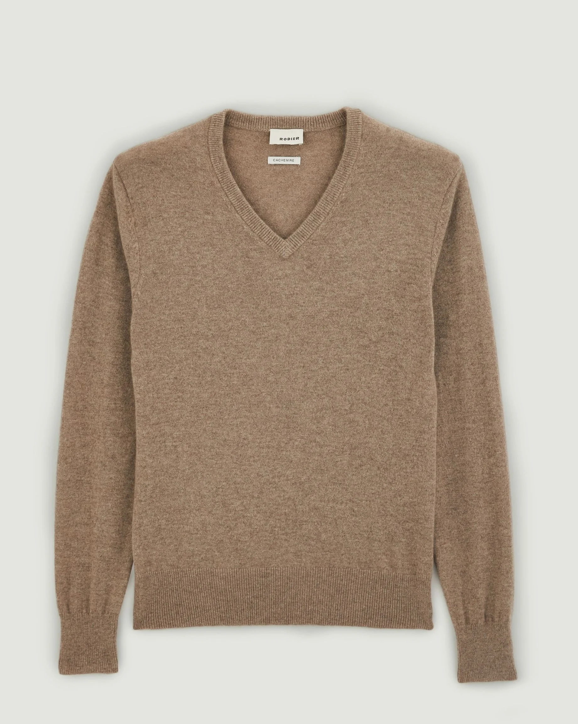 Pull homme col v en cachemire 2 fils | Marron