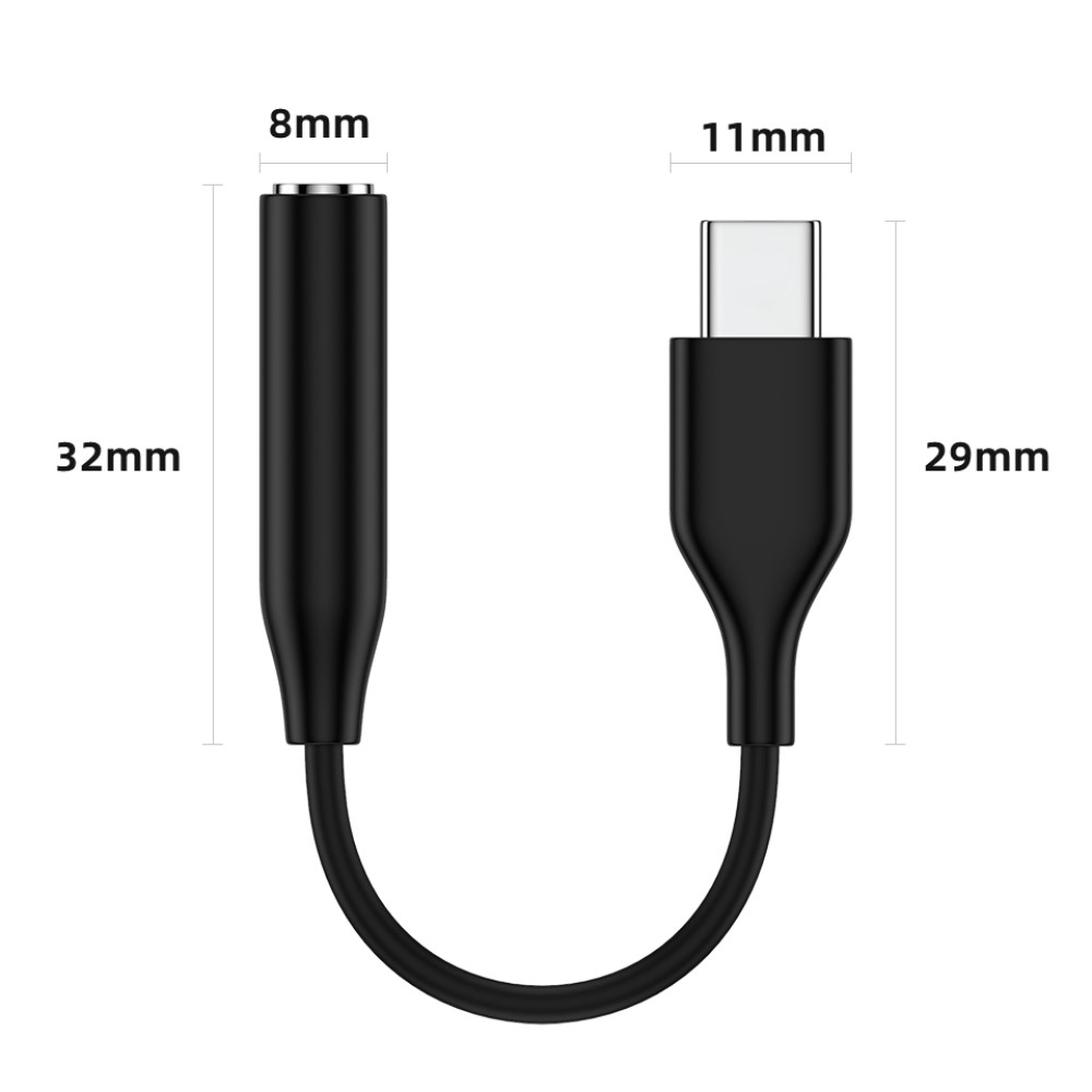 (10cm) USB C auf 3.5mm AUX Klinke Adapter Kabel - Schwarz