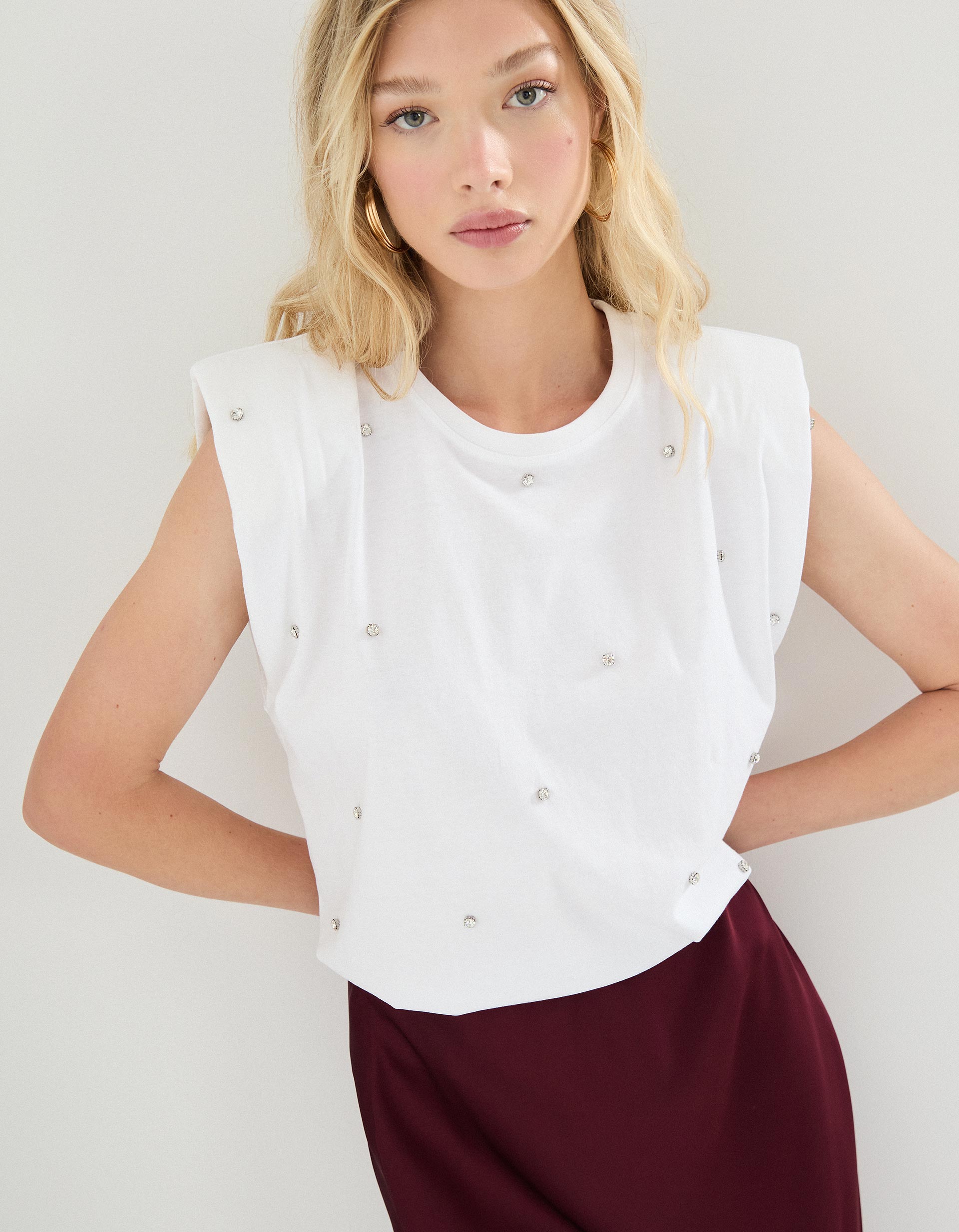 T-shirt sem Mangas, Mulher, Branco