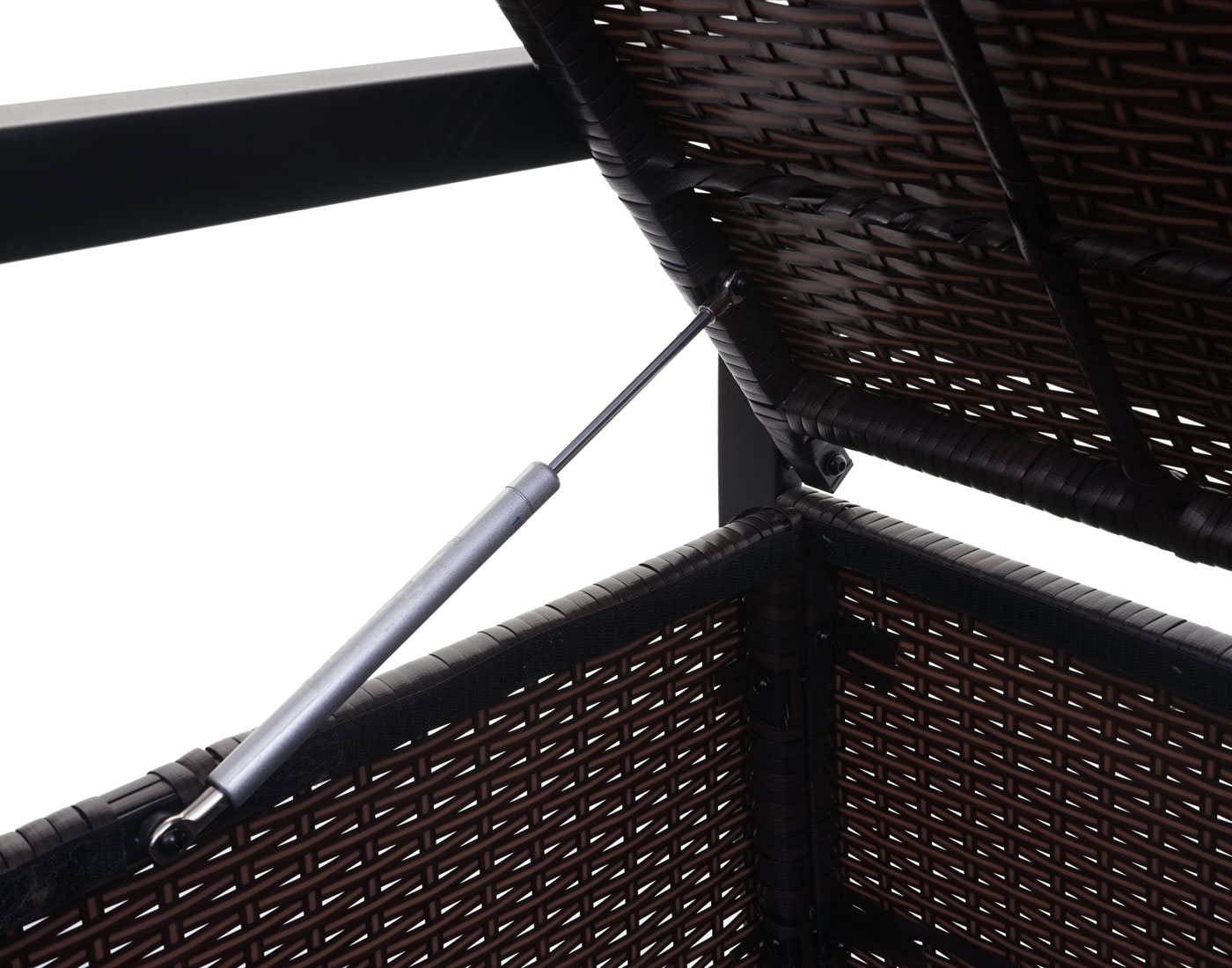 Poly-Rattan 3er Sitzbank MCW-F39, Gartenbank Truhenbank, Staufach Aufbewahrung Sitzkissen ~ braun, Kissen creme