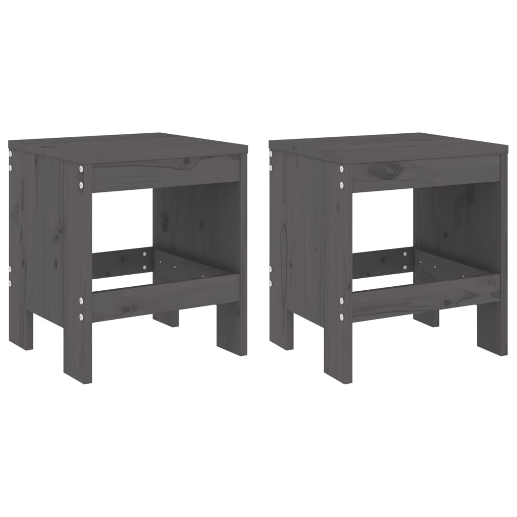 Tabourets de jardin 2 pcs gris 40x36x45 cm bois massif de pin
