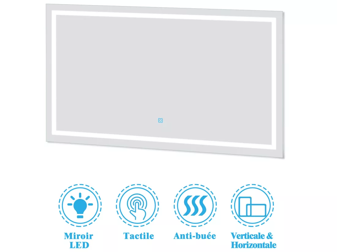 Ensemble meubles double vasque 120cm, colonne + miroir lumineux Anthracite - Aica