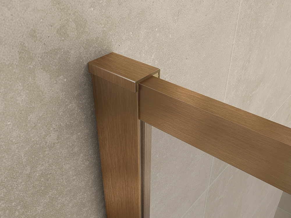 Mueller Square inloopdouche 100x200cm helder glas met nano-coating geborsteld brons