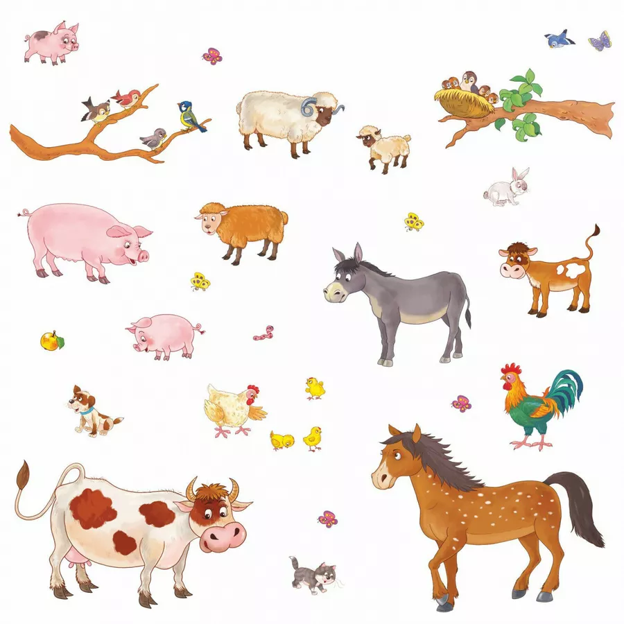 Nikima Wandtattoo 209 Tiere Bauernhof - Esel Pferd Kuh und co. in 6 vers. Größen braun