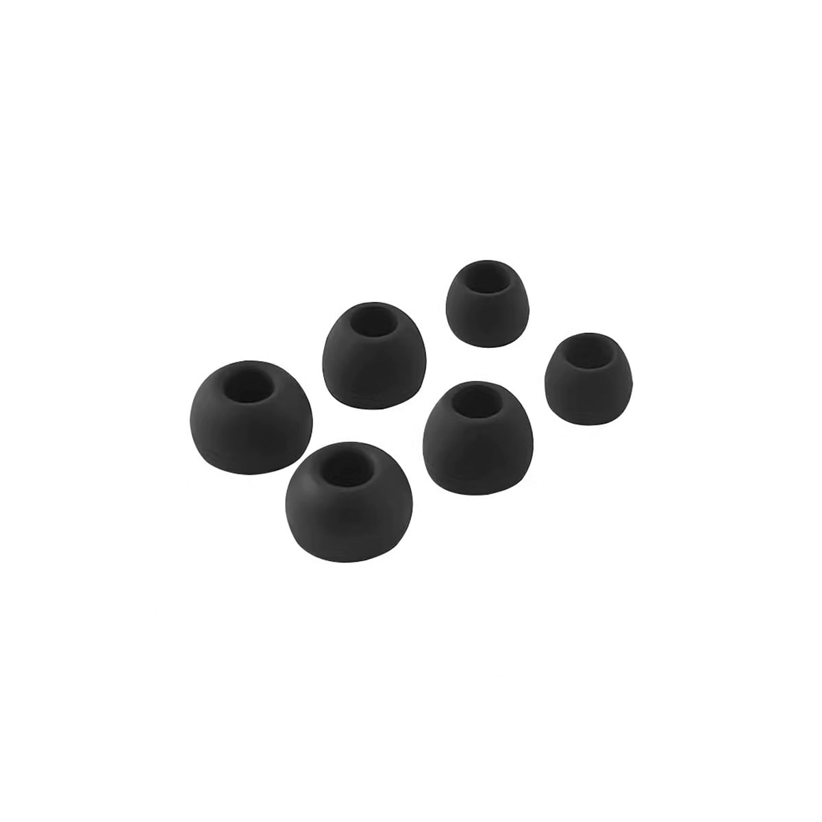 Silikon-hetter for 4,5-6 mm øreplugger, 18 par i 3 størrelser Sort