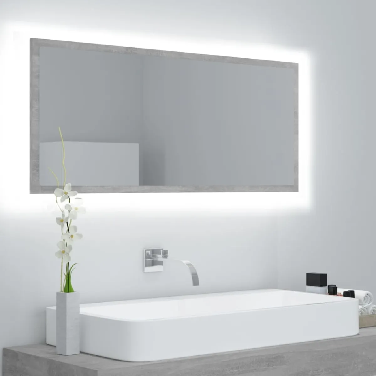 VidaXL Miroir à LED - Gris béton