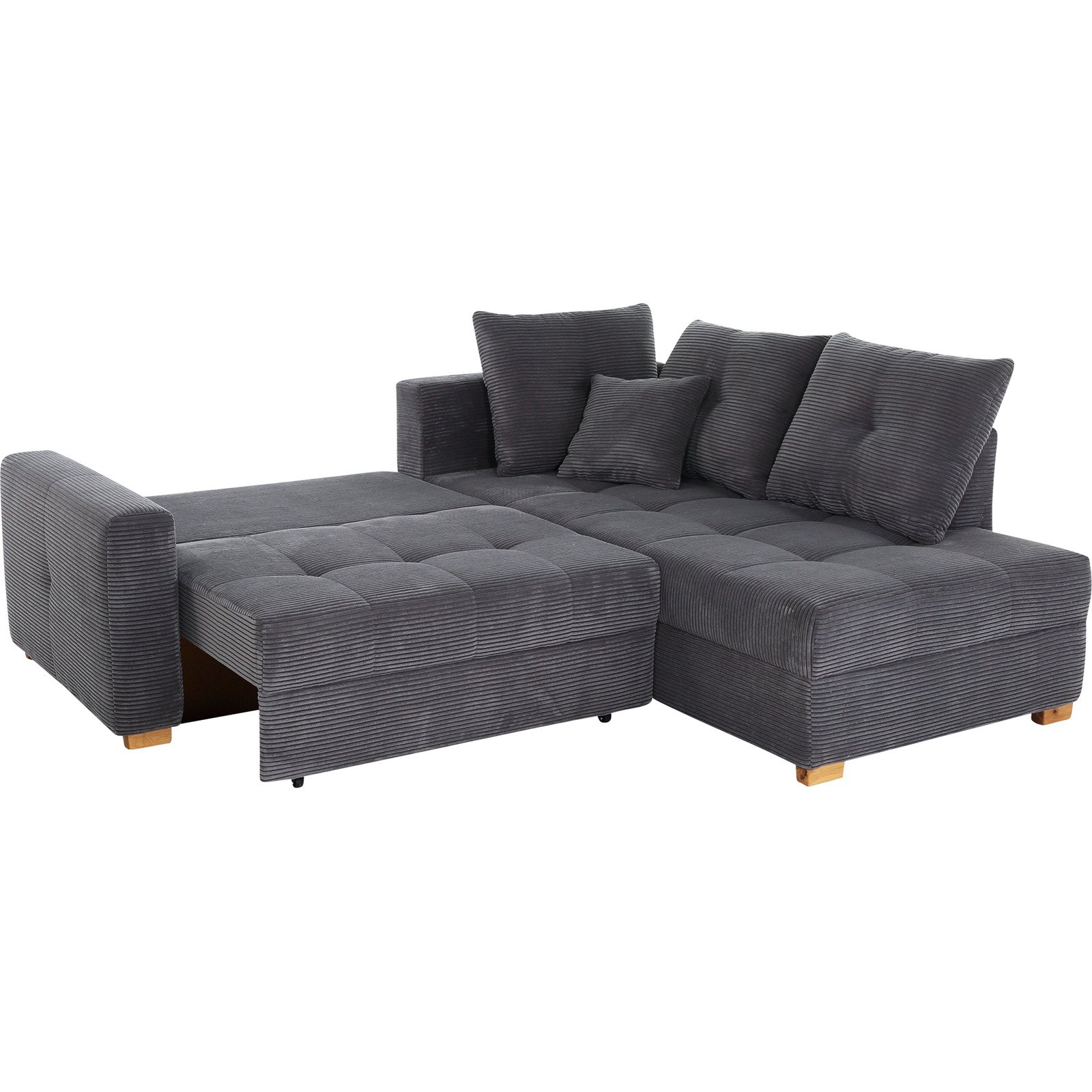 Ecksofa Leon Stoff Cord grau