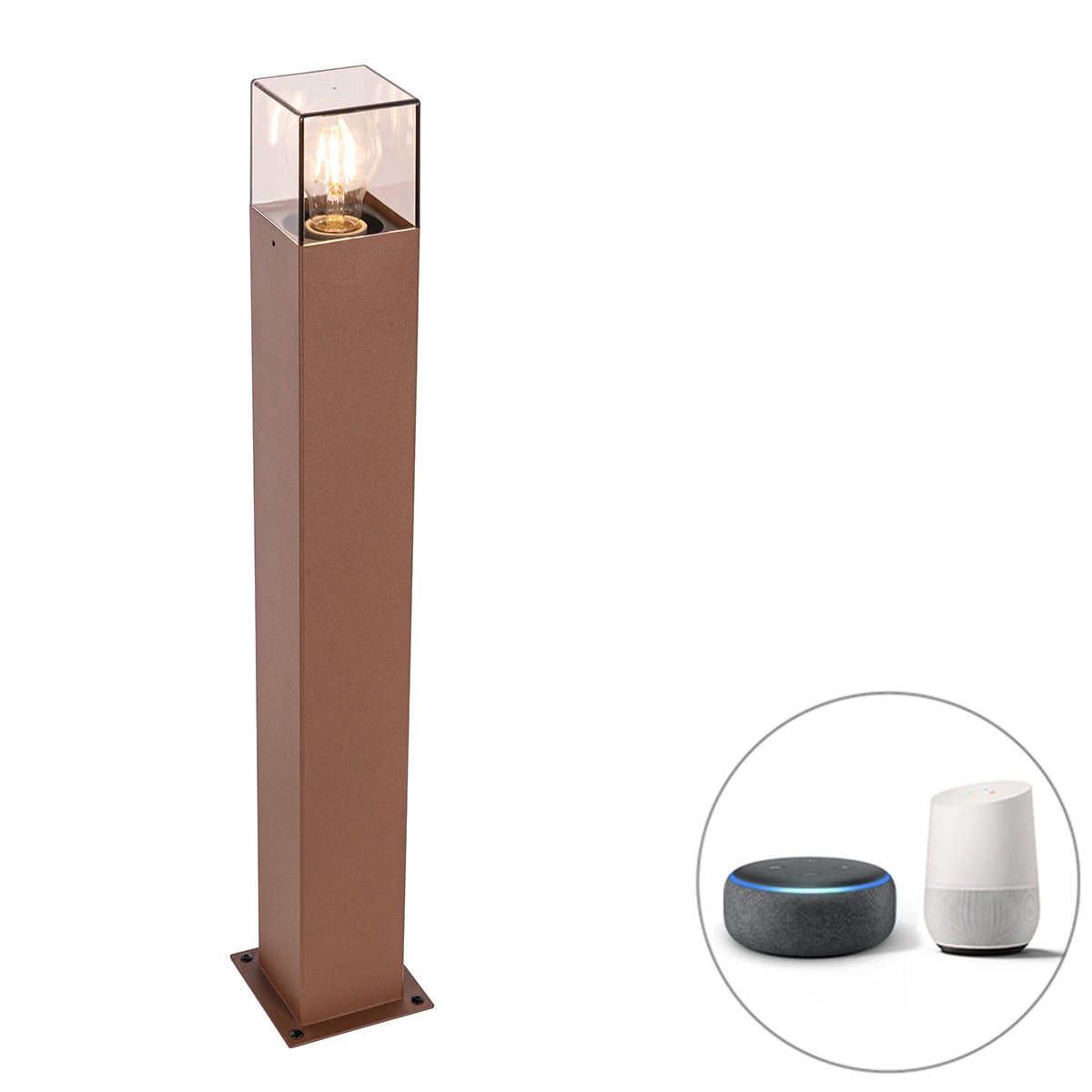 Slimme buitenvloerlamp, roestbruin, 70 cm, incl. Wi-Fi P45 – Denemarken