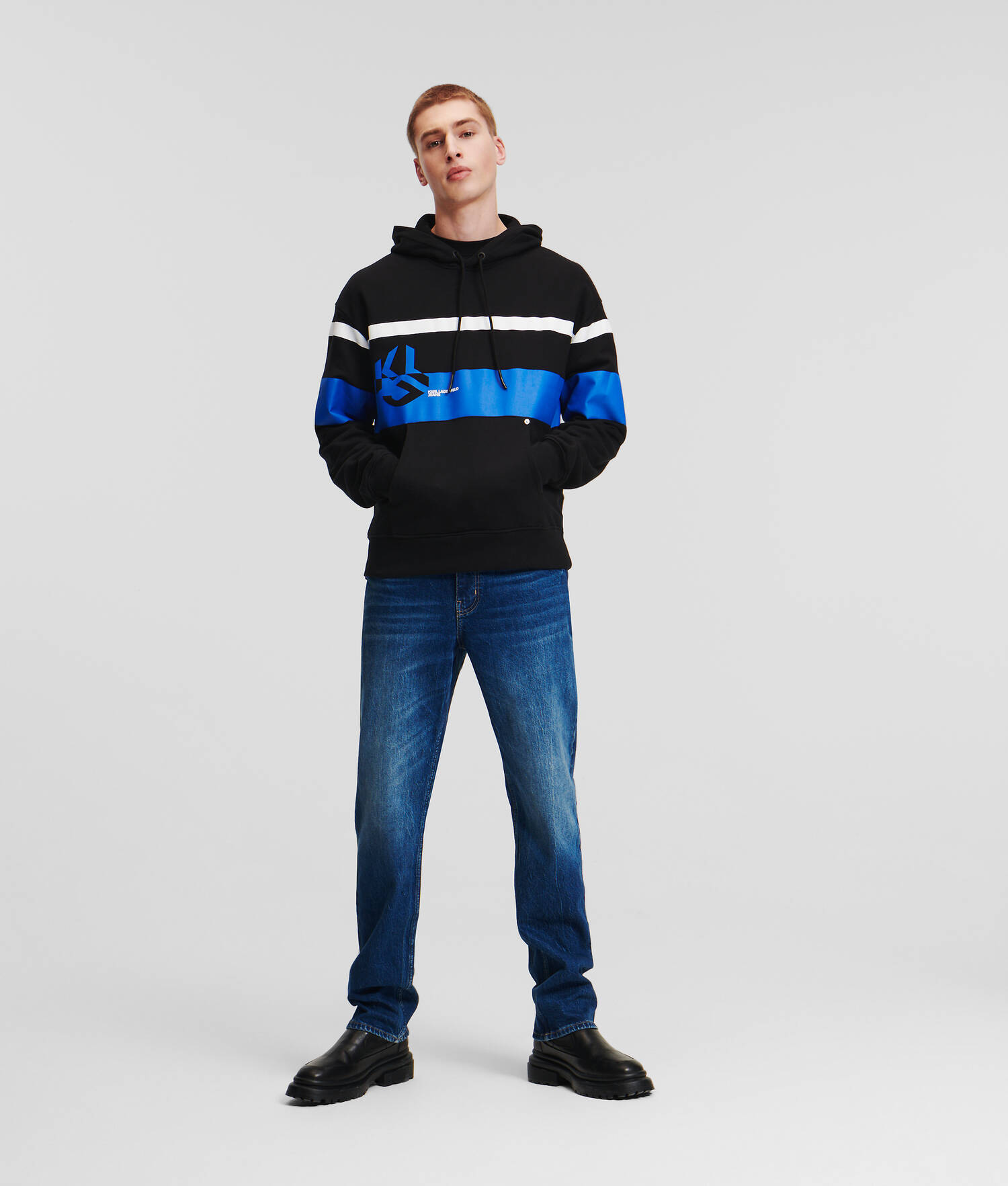 SWEAT À CAPUCHE RAYÉ KLJ MONOGRAM