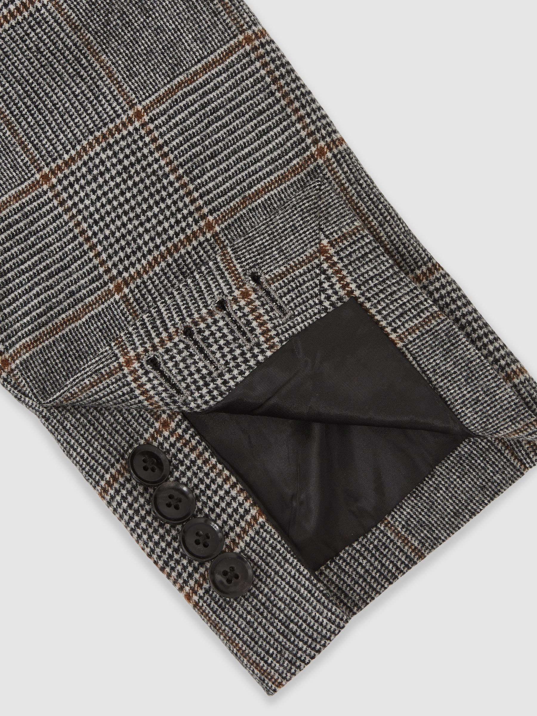 Reiss Jenson Wool Double-Breasted Check Suit Blazer Slim-Fit