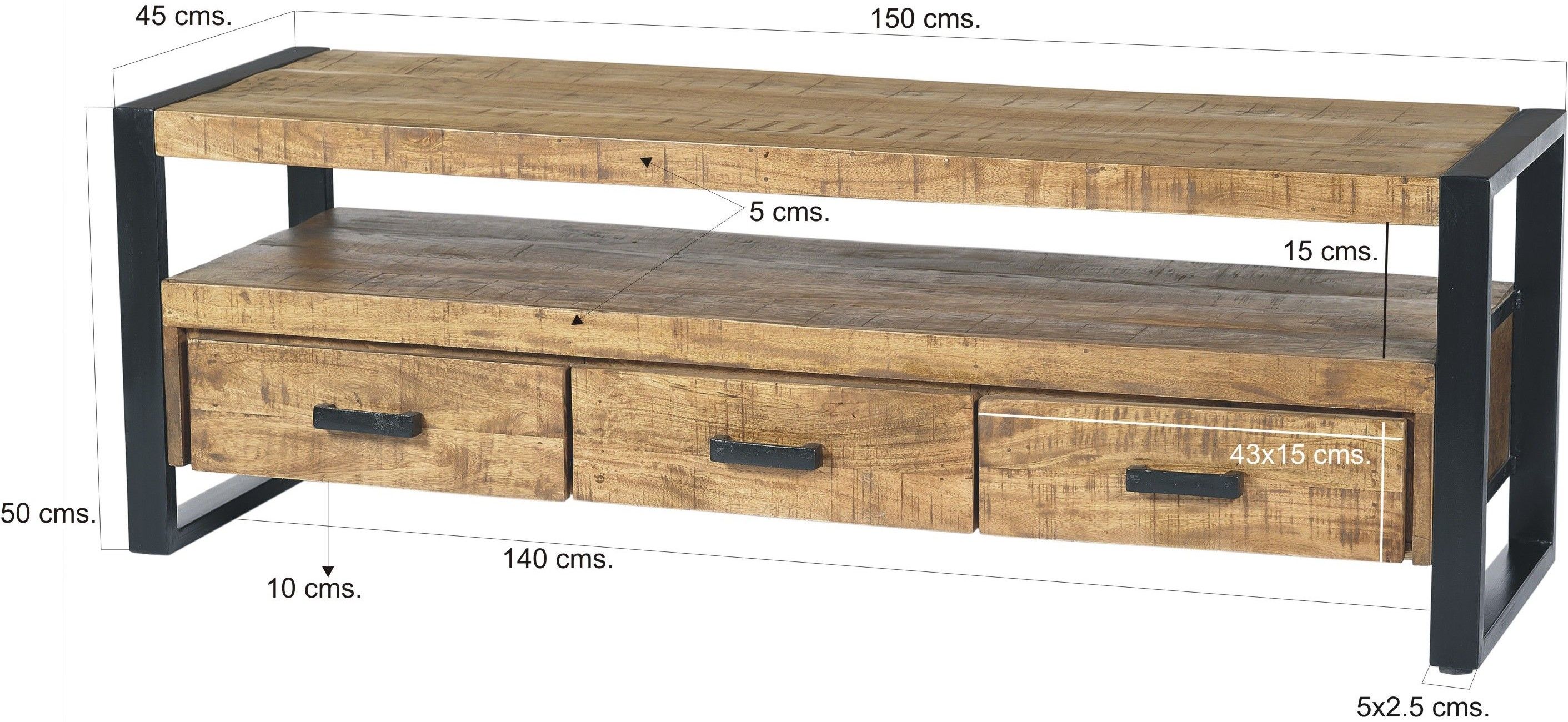 Tv-meubel Nairobi B150 x D45 x H50 cm