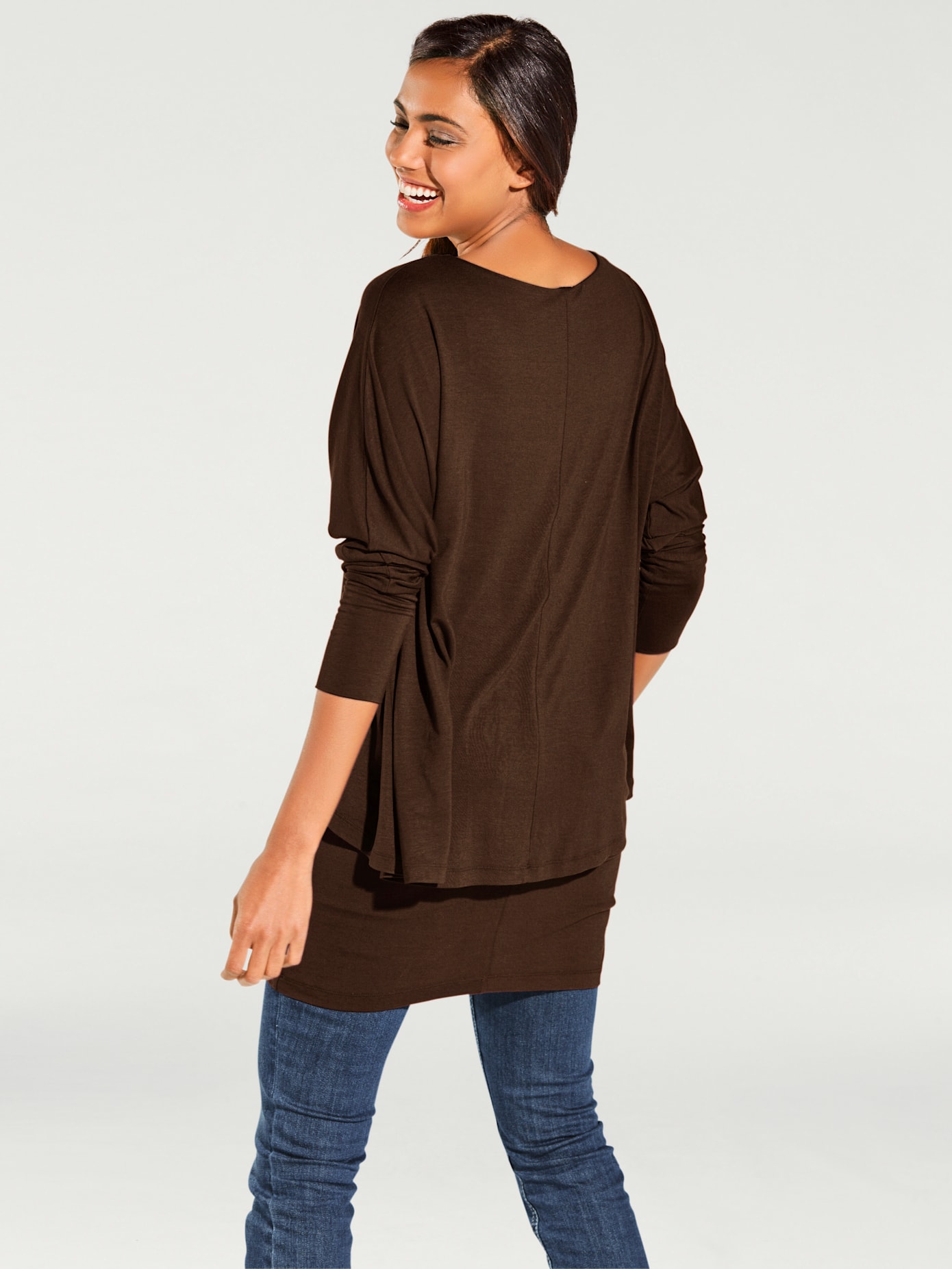 T-shirt à encolure ronde look décontracté tendance, manches chauve-souris