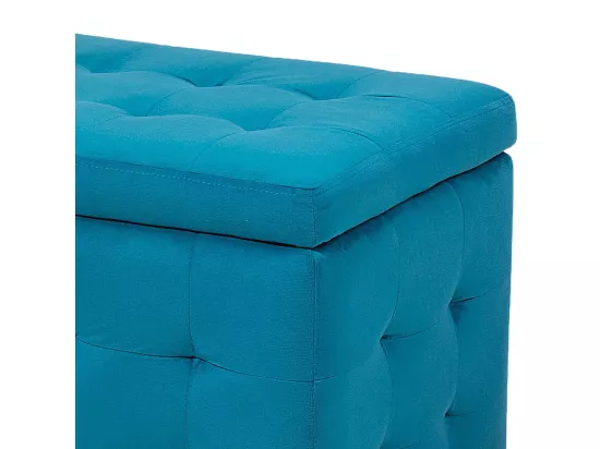 Pouf de rangement MICHIGAN Velours 72 cm 42 cm Bleu azur