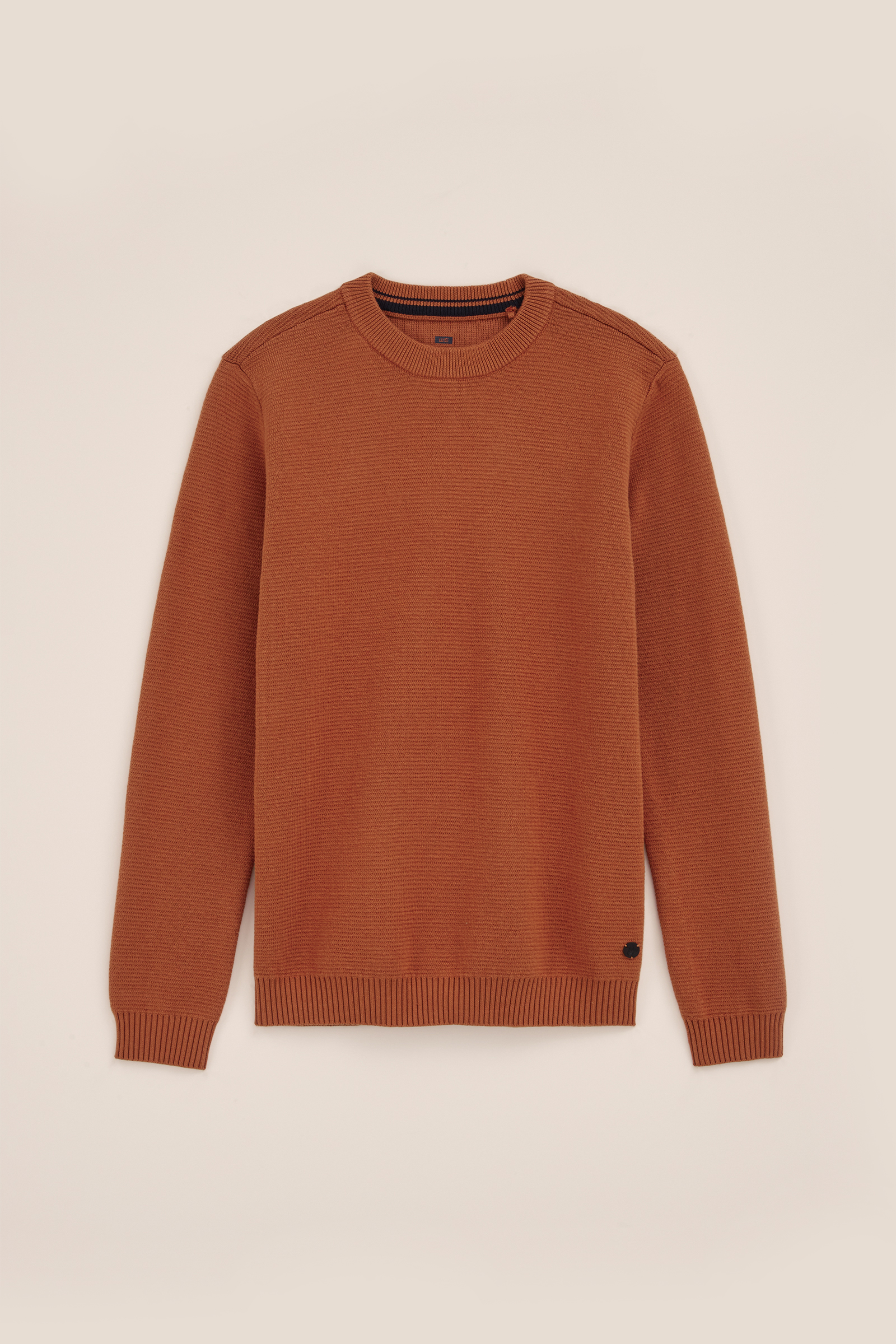 Jongens gebreide trui met ribstructuur WE Fashion Kaneelbruin