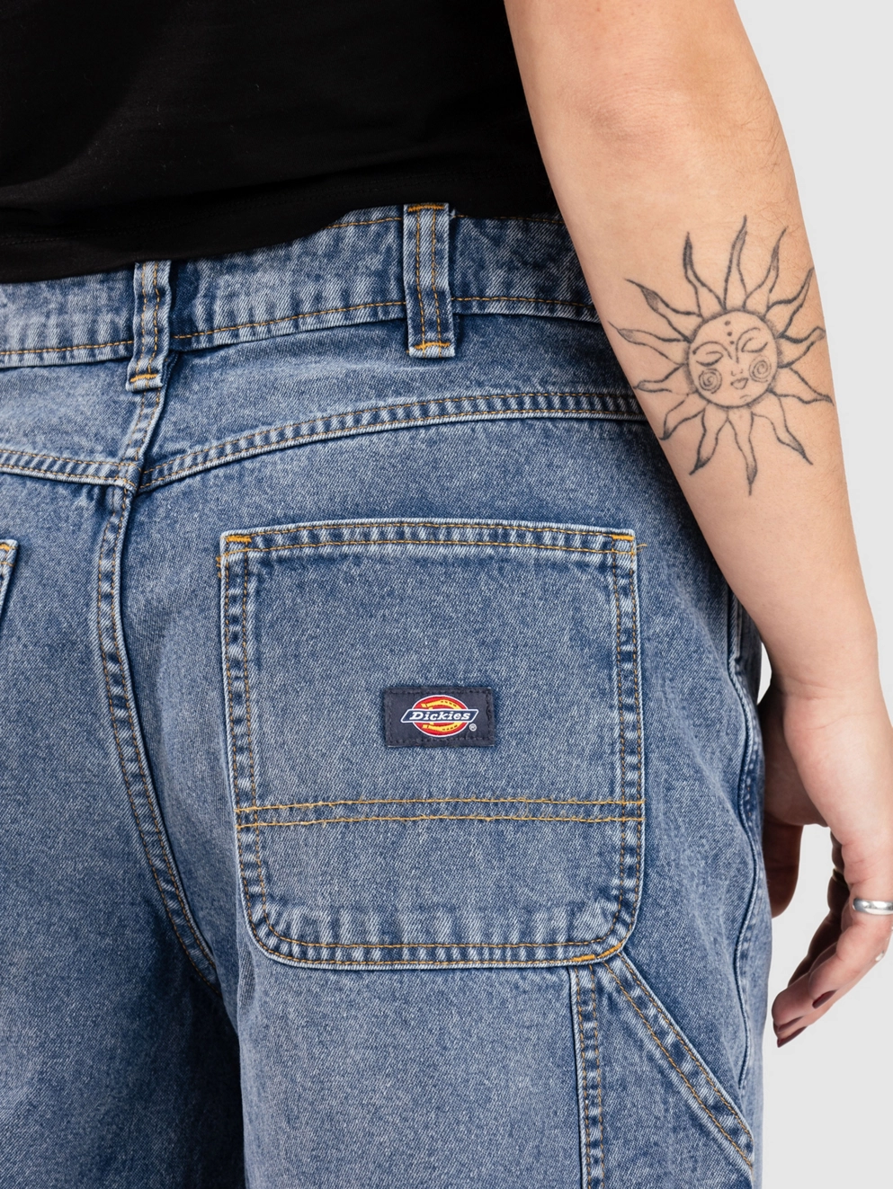 Dickies Carpenter Denim Jort Shorts rinsed blue w/ fade