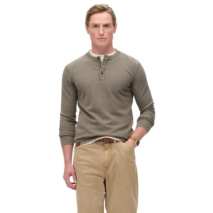 Superdry Vintage Textured Grandad LS Top Heren