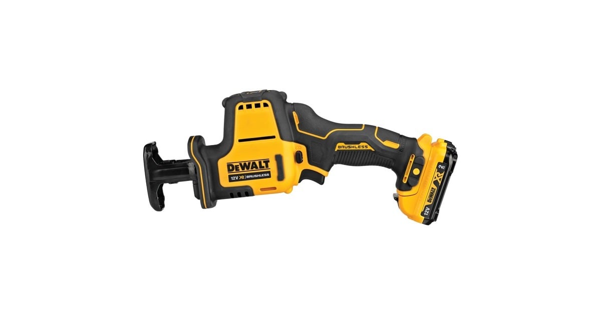 DEWALTDCS312D2-QW 12V XR Brushless Compacte Reciprozaag  (Geel/zwart, Incl. TSTAK Box II, 2x 2.0Ah 18V XR accu + XR Multilader)