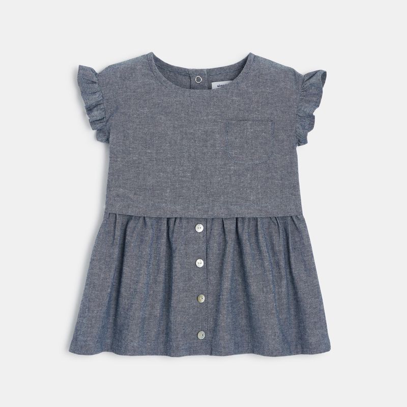 Robe sans manches bébé fille en chambray bleue Absorba Bleu