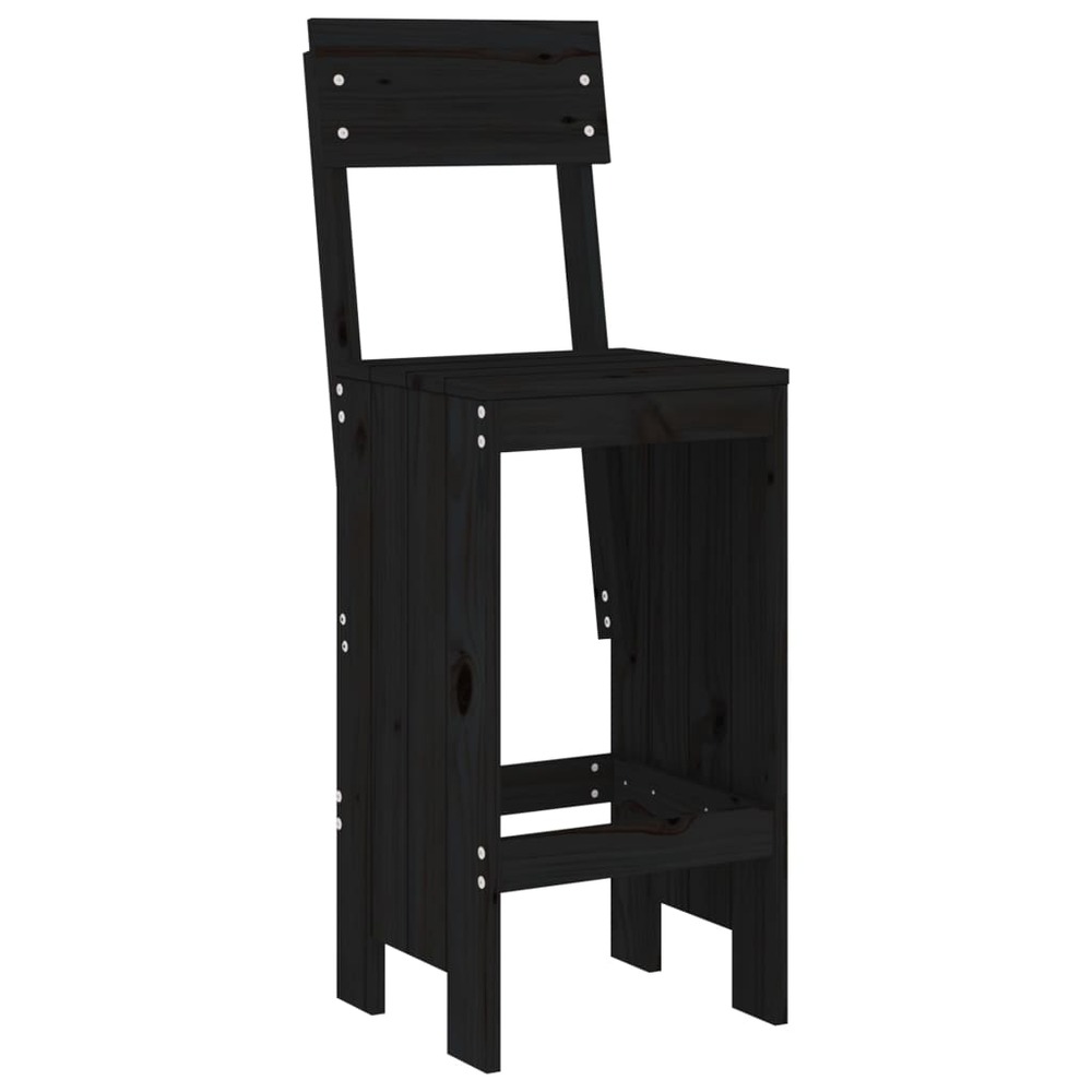 Ensemble de bar de jardin 5 pcs noir bois de pin massif