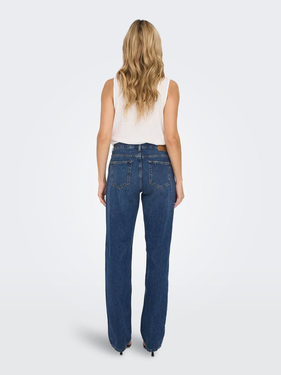 ONLJACI Mittlere Taille Gerade geschnitten Jeans Medium Blue Denim