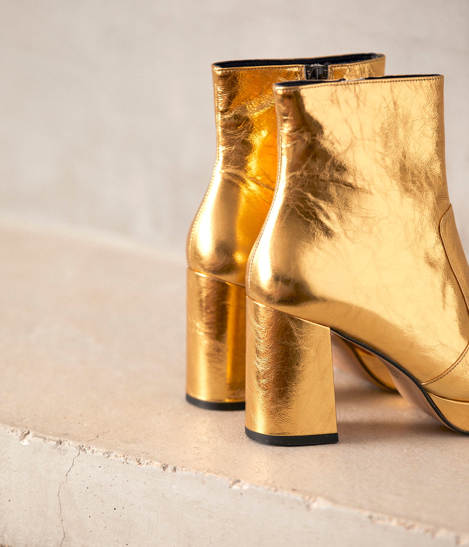 Boots dorés cuir Alissa
