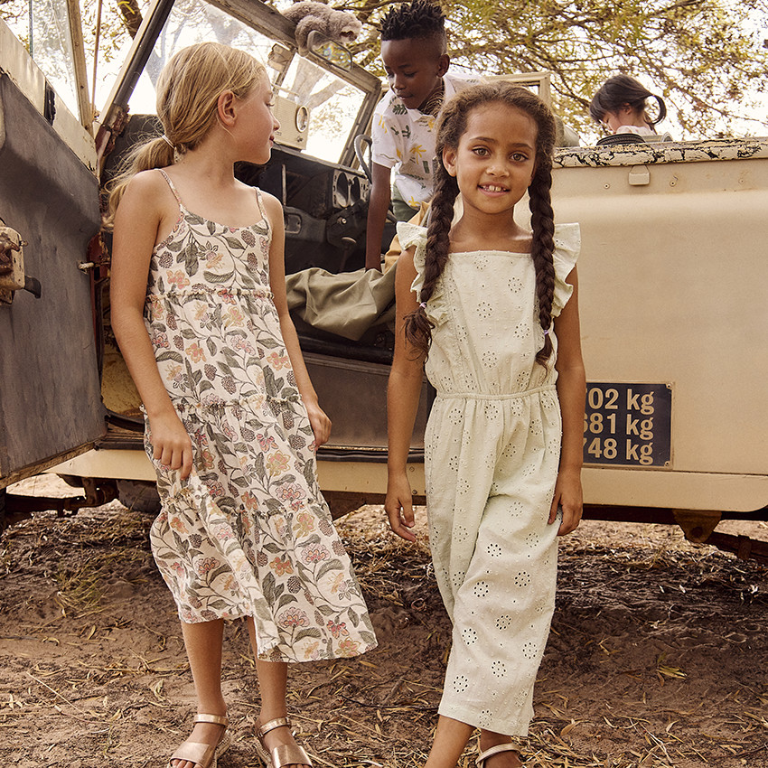 Combinaison longue en broderie anglaise pour fille