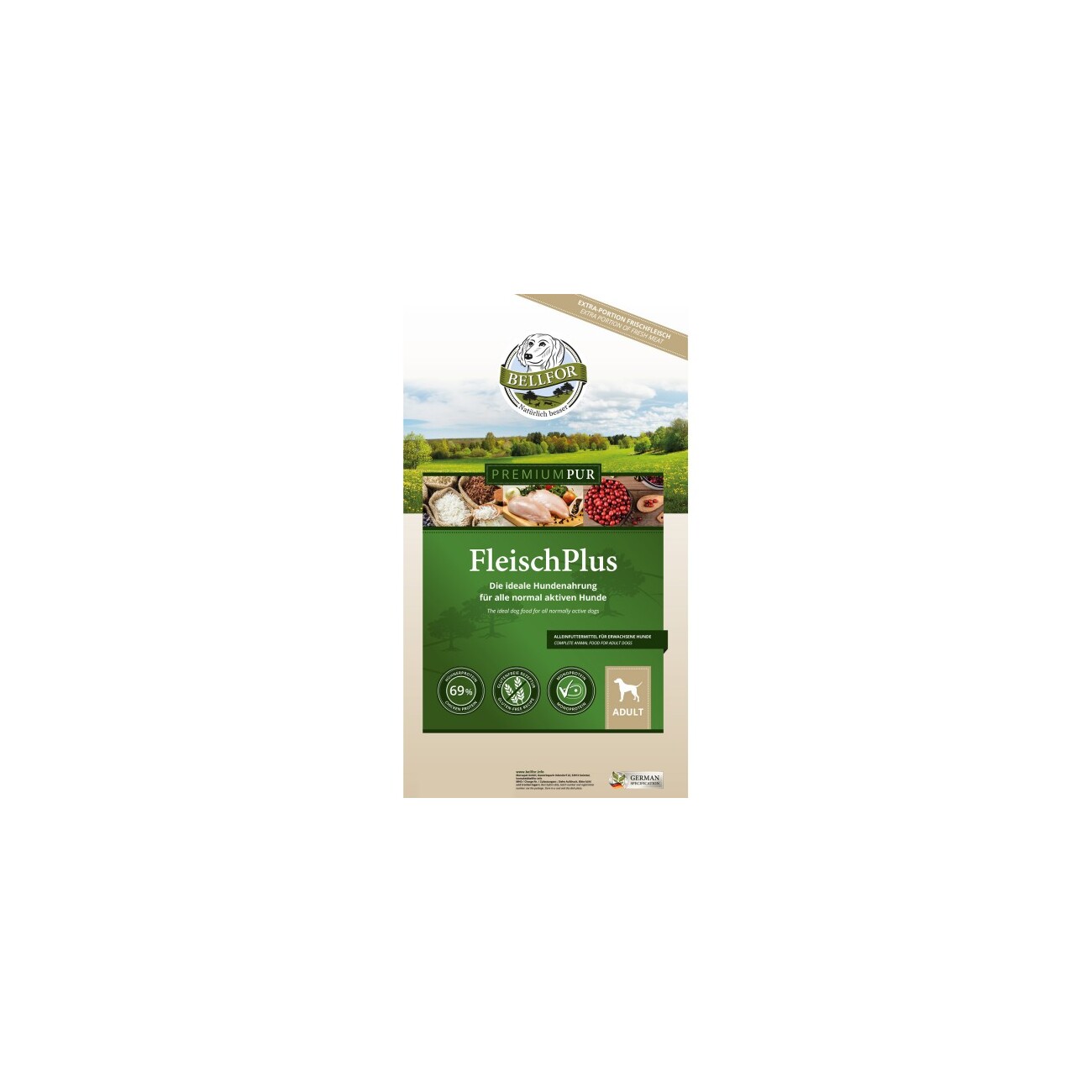 Bellfor Hundefutter mit hohem fleischanteil - PREMIUM PUR FleischPlus - 10 kg