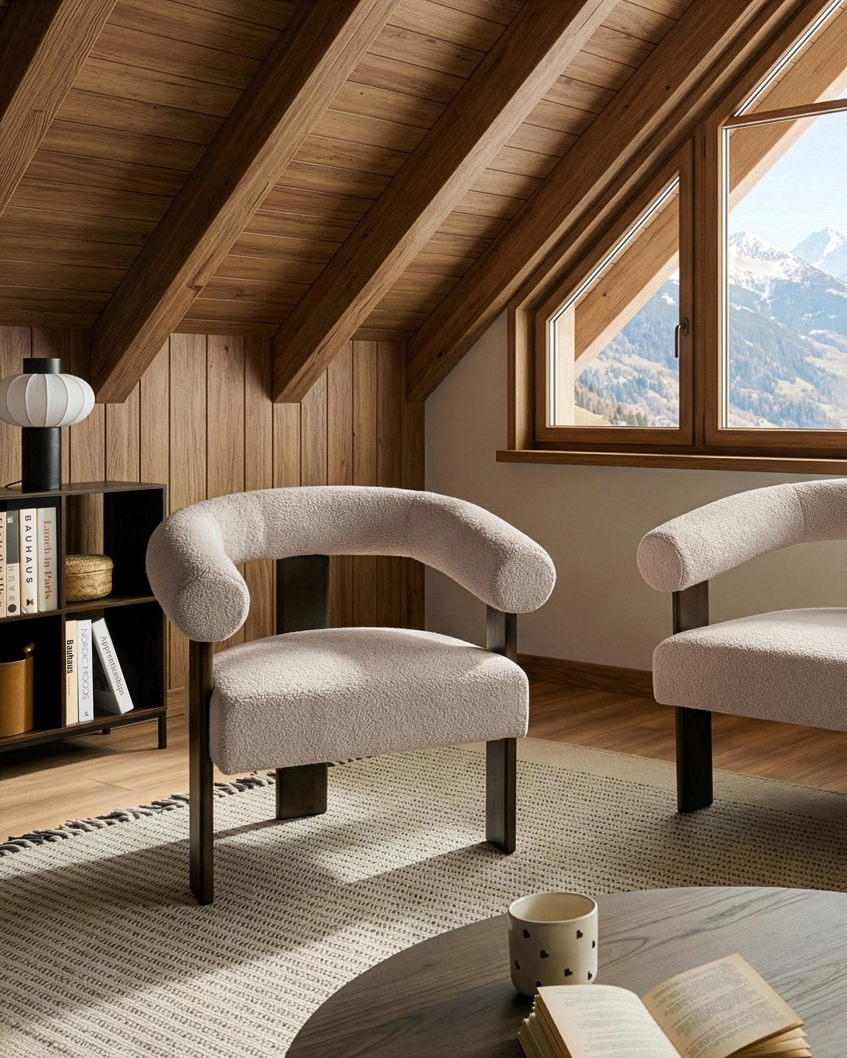 Fauteuil ILBRO Bouclé Donkerbruin/beige