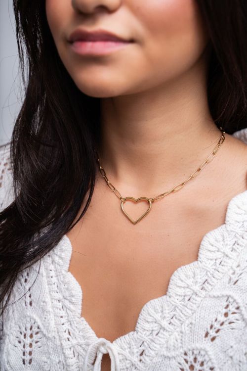 Schakelketting met groot open hart bedel