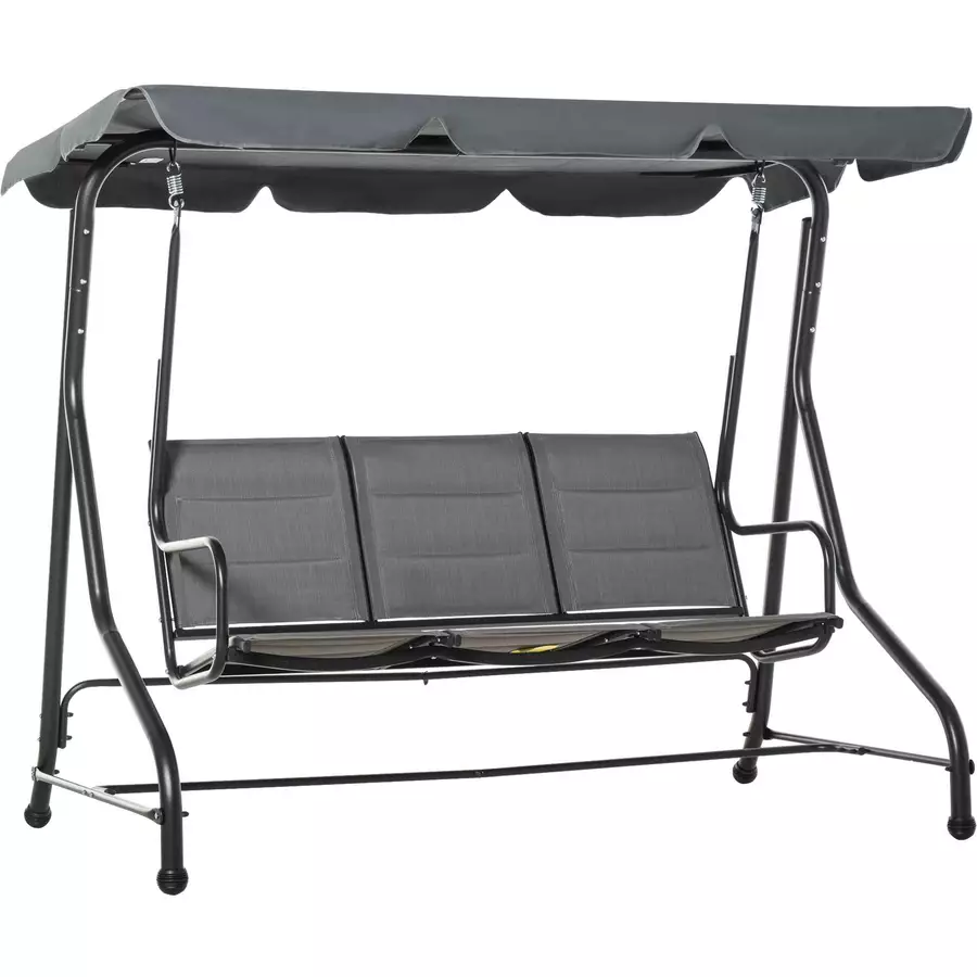 Outsunny 3-Sitzer Hollywoodschaukel mit verstellbarem Dach Grau