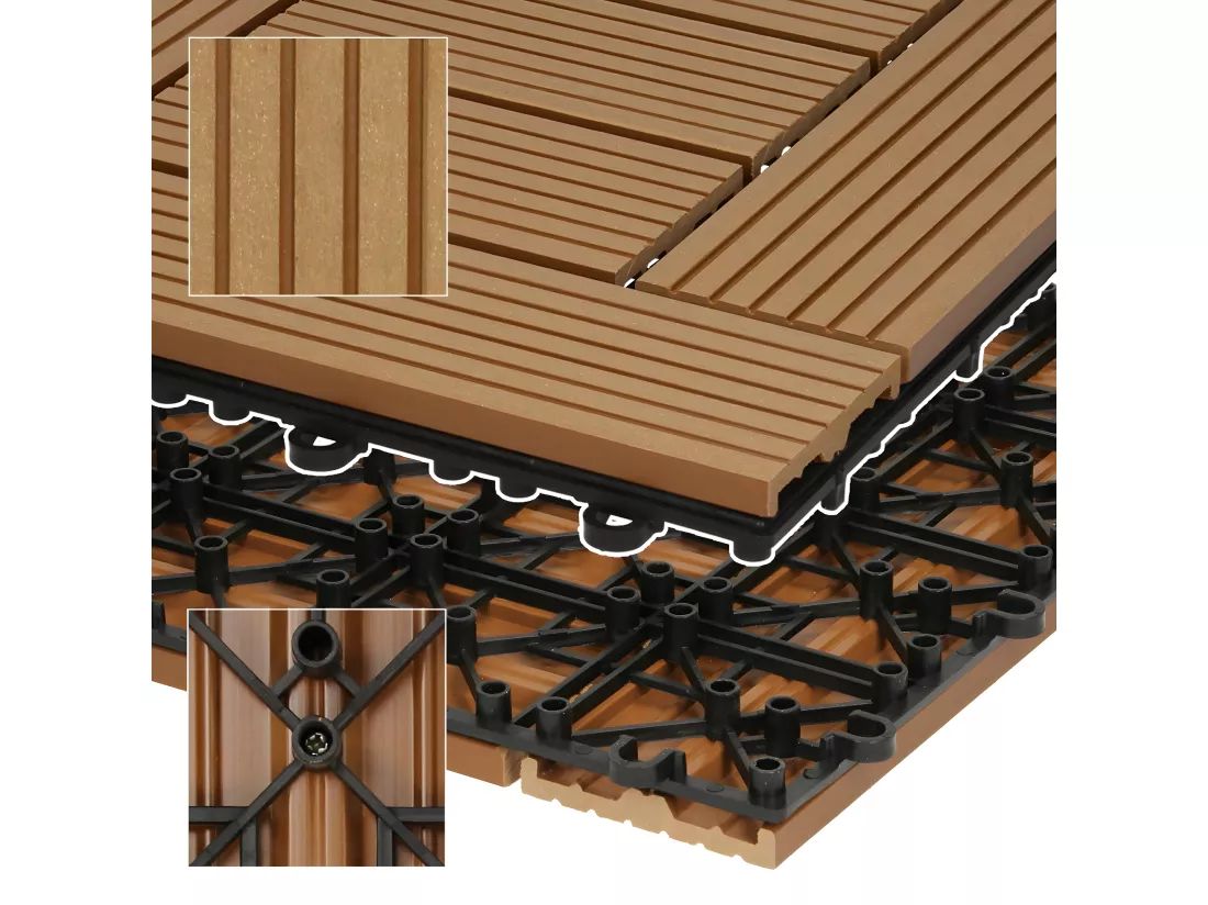 WPC Carreaux de Terrasse 30x30 cm 55 Pièces par 5m² avec Aspect Mosaïque ECD Germany