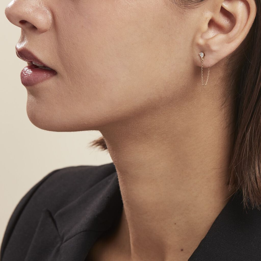Boucles D'oreilles Pendantes Or Jaune Acierna Oxyde De Zirconium